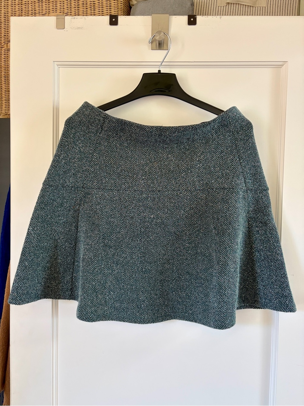 LOFT Teal Herringbone A-Line Skirt